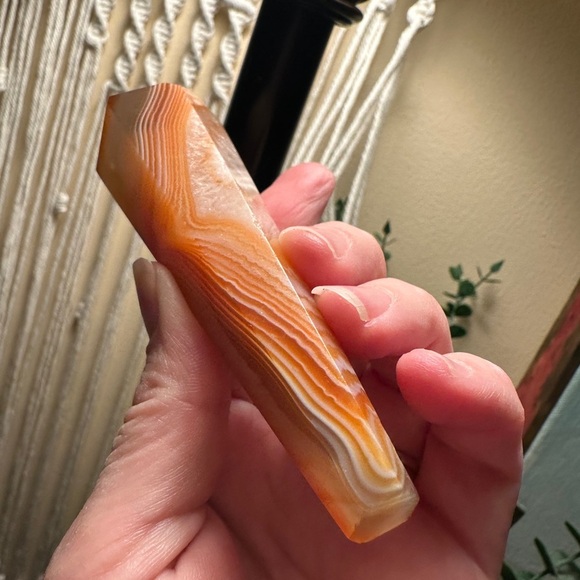 Natural Polished Carnelian Crystal Wand With Metal Stand - Picture 6 of 15